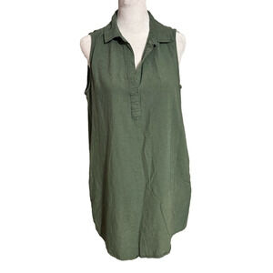 St. Johns Bay Shift Sleeveless Shirt Green Rayon Dress Women Size M